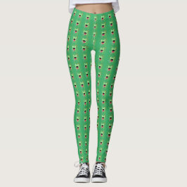 Grönt Frog- och Fireworks-designkopplingar Leggings