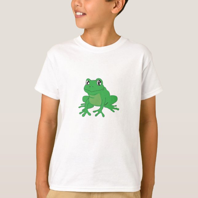 Grönt Frog på en barnskjorta T Shirt (Framsida)