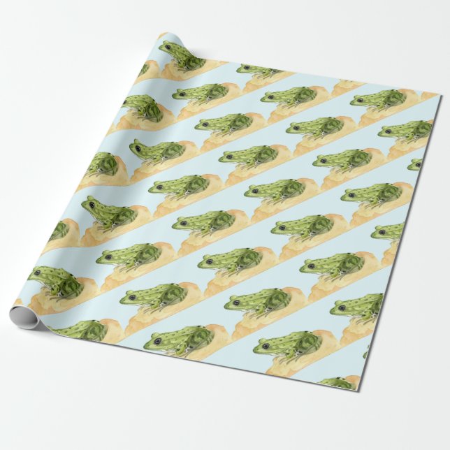 Grönt Frog Presentpapper (Utrullad)