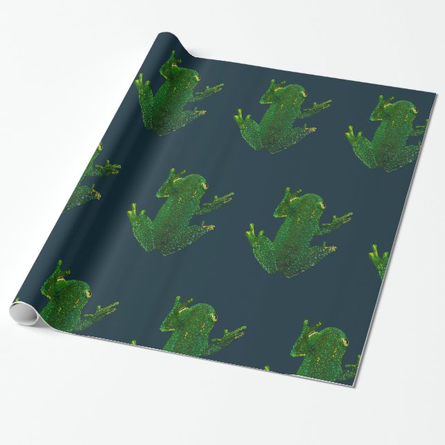 Grönt Frog Presentpapper (Utrullad)