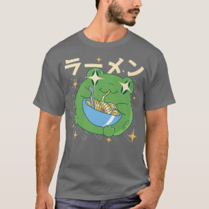 Grönt Frog Ramen Kawai Noodle Gifts Japan Frogs T Shirt