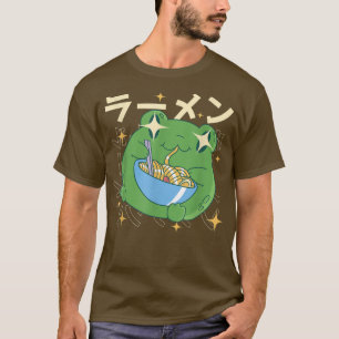 Grönt Frog Ramen Kawai Noodle Gifts Japan Frogs T Shirt