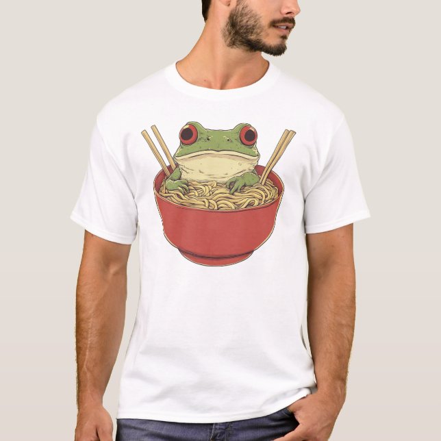 Grönt Frog Ramen T-Shirt (Framsida)