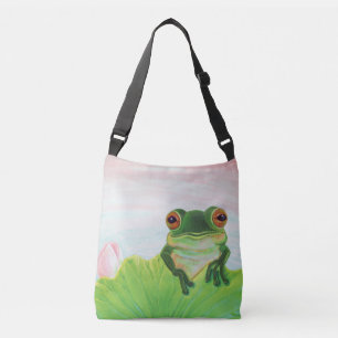 Grönt Frog Relaxing i dammen Axelväska