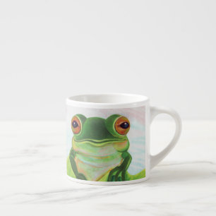 Grönt Frog Relaxing i dammen Espressomugg