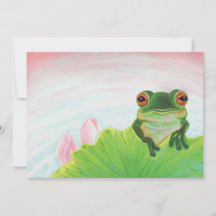 Grönt Frog Relaxing i dammen Inbjudningar