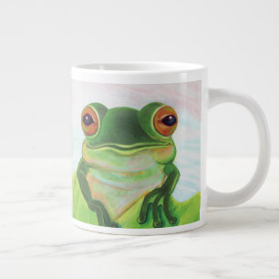 Grönt Frog Relaxing i dammen Jumbo Mugg