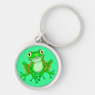 Grönt Frog Rund Silverfärgad Nyckelring