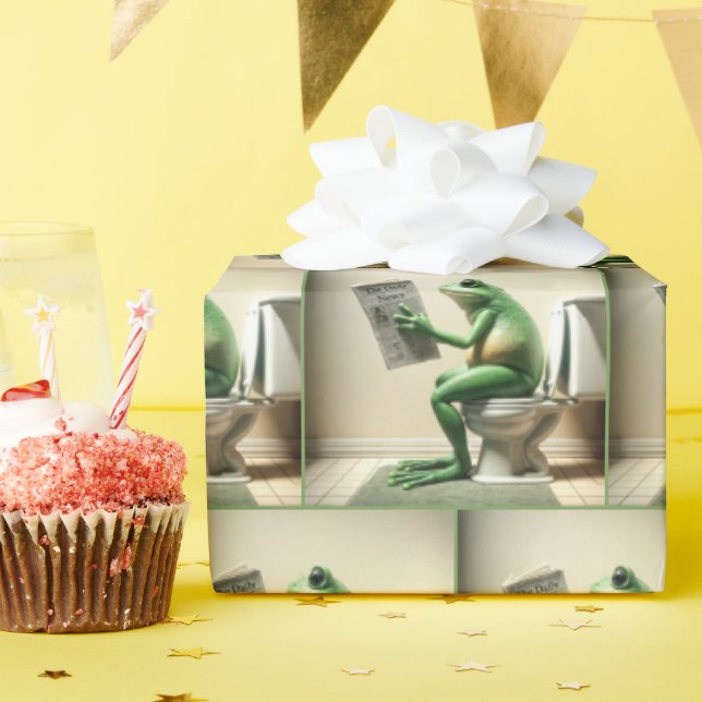 Grönt Frog Sitta på en toalett Presentpapper (Födelsedagsfest)