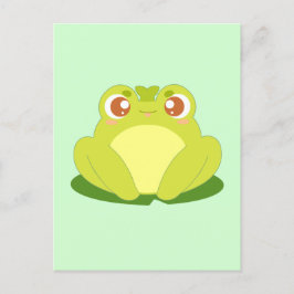 Grönt Frog Sitta vid Löv Vykort