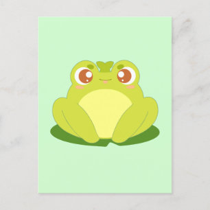 Grönt Frog Sitta vid Löv Vykort