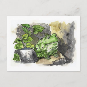 Grönt Frog Statue Postcard Vykort