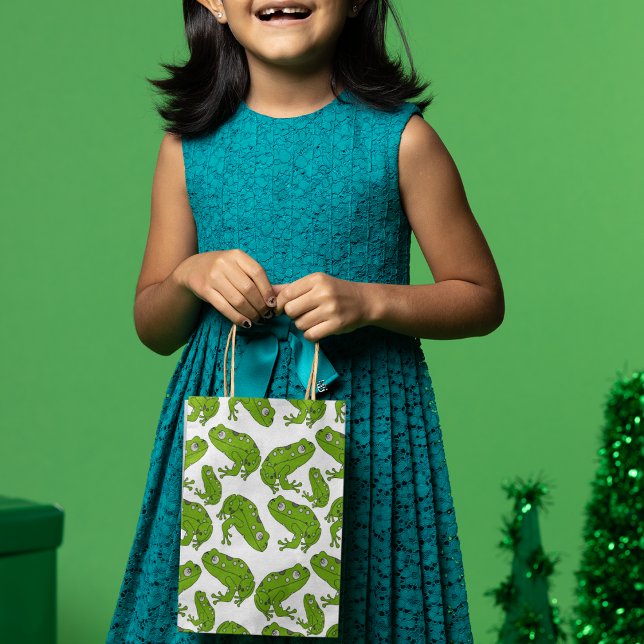 Grönt Frog Tecknad (gift bag, birthday surprise gift bag, teddy bear gift bag, wine gift bag, travel bag, use and throw )