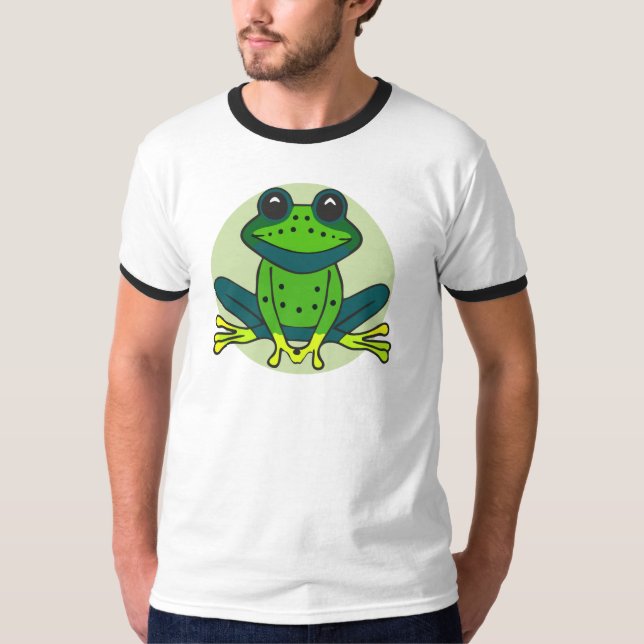 Grönt Frog Tecknad-74742 T Shirt (Framsida)