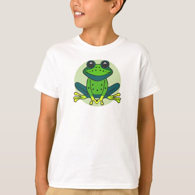 Grönt Frog Tecknad-74742 T Shirt (Framsida)