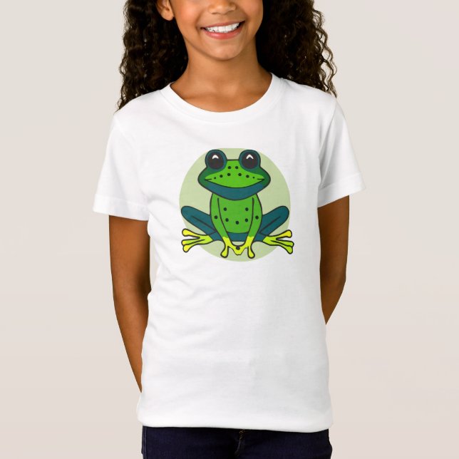 Grönt Frog Tecknad-74742 T Shirt (Framsida)