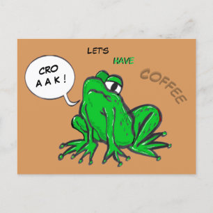 Grönt Frog Tecknad Coffee Time Postcard Vykort