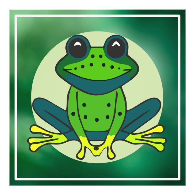 Grönt Frog Tecknad Fototryck (Framsidan)