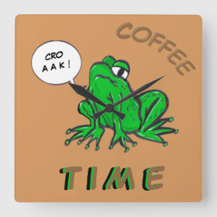 Grönt Frog Tecknad-kaffetid - klocka