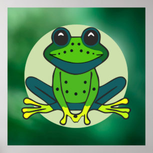Grönt Frog Tecknad Poster