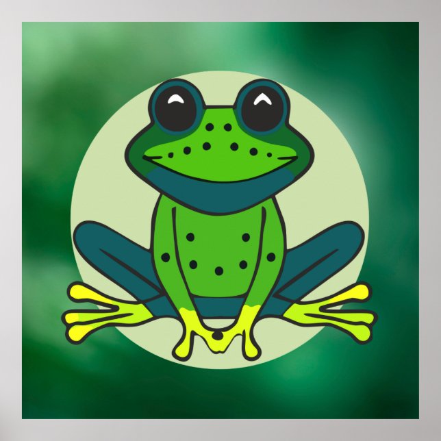 Grönt Frog Tecknad Poster (Framsidan)