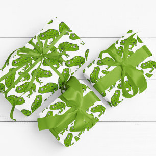 Grönt Frog Tecknad Presentpapper