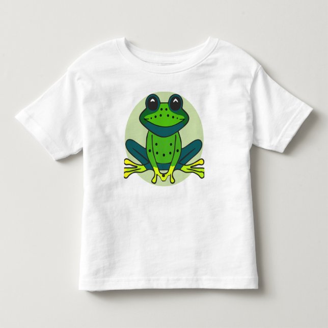 Grönt Frog Tecknad T Shirt (Framsida)