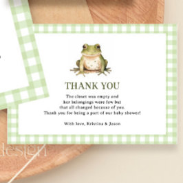 Grönt Frog Theme Baby Shower Small Tack Kort