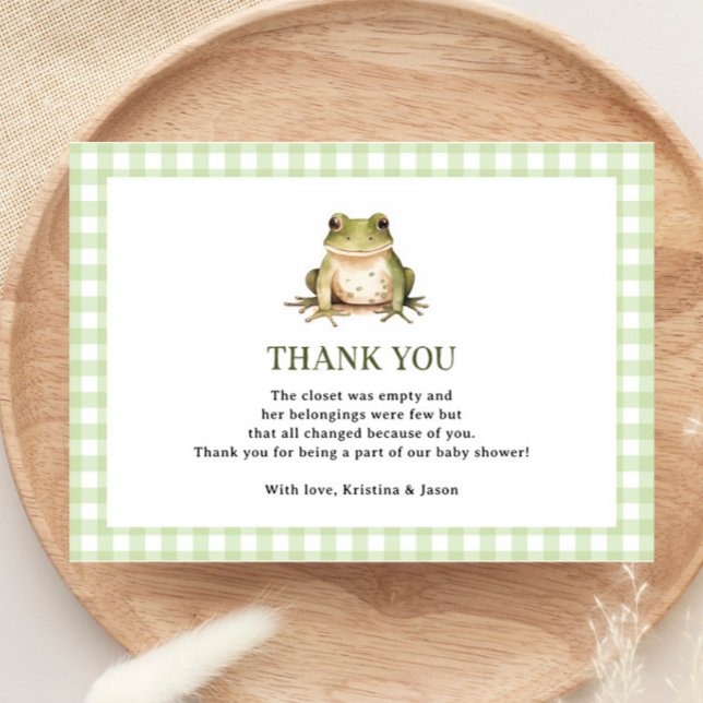 Grönt Frog Theme Baby Shower Tack Kort (Skapare uppladdad)