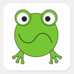Grönt Frog. Tittar förvirrad. Fyrkantigt Klistermärke