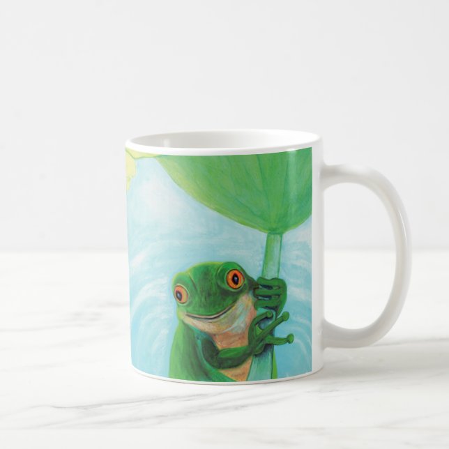 Grönt Frog under Lily Pad Kaffemugg (Höger)