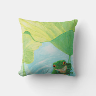 Grönt Frog under Lily Pad Kudde