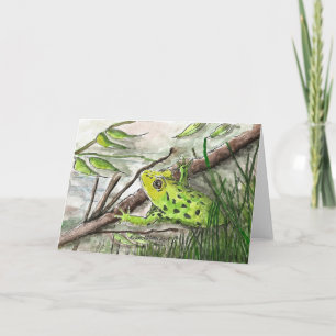 Grönt Frog, Vattenfärgsfolkbild, målarutskrift Kort