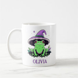 Grönt Frog Wear Lila Witch Hat Kaffemugg
