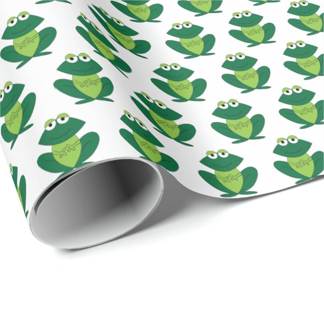 Grönt Frog Wrapping Papper Presentpapper (Rullad Hörn)
