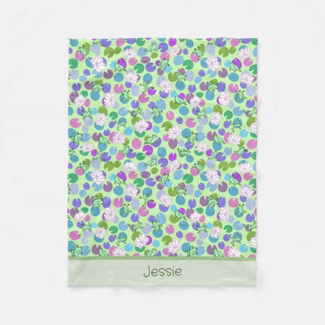 Grönt Frogs Anpassningsbar Unisex Baby Blanket med Fleecefilt (Framsidan)