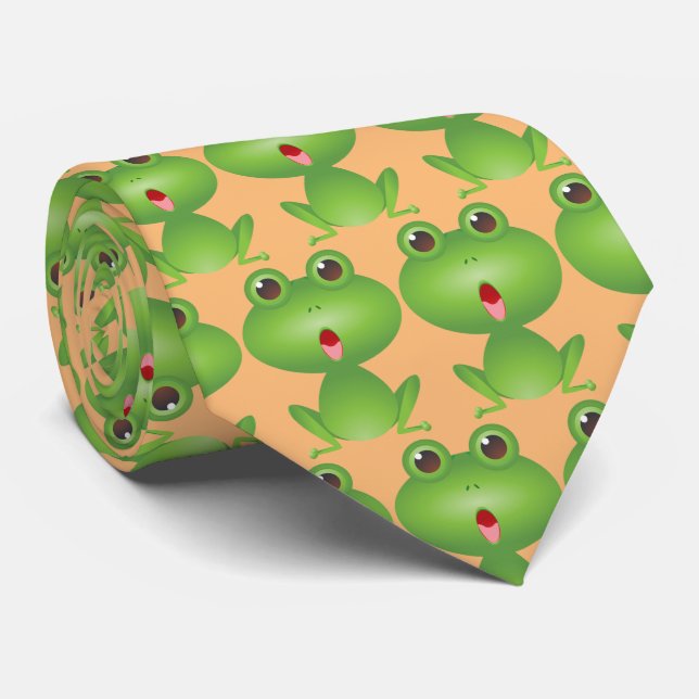 Grönt Frogs Cute Neck Tie Slips (Rullad)
