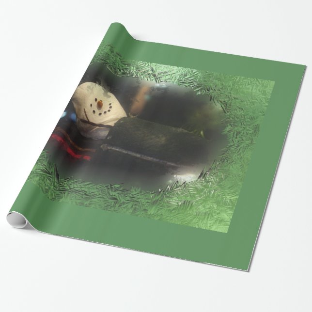 Grönt Frosty S'mores Snögubbe Presentpapper (Utrullad)