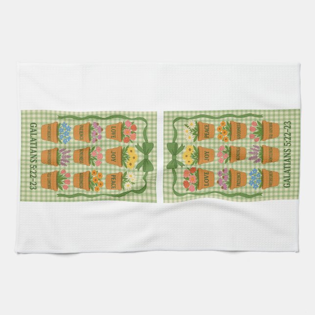 Grönt Fruit of the Spirit Kökshandduk (Horisontell)