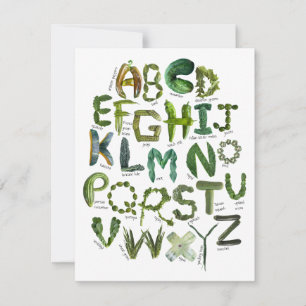 Grönt Fruits and Veggies Alphabet - Veggies Inbjudningar