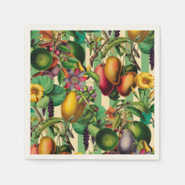Grönt Frukt och Blomsterträdgård Retro Stil Pappersservett