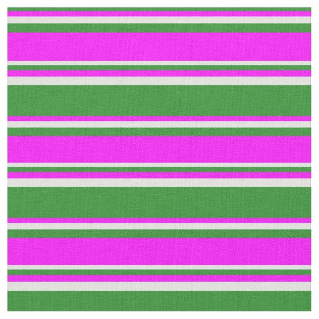 Grönt, Fuchsia och Light Cyan Rand Tyg (Närbild)
