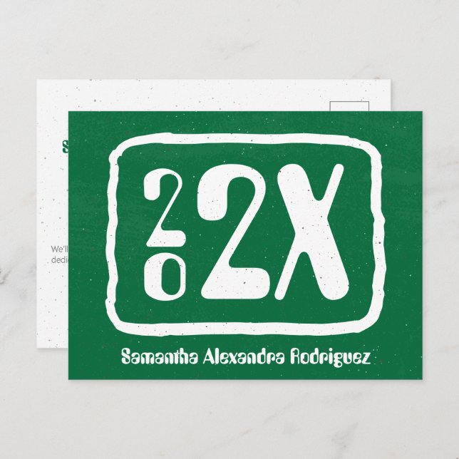 Grönt Funky klass År Studenten-vykort Vykort (Fram/baksida)