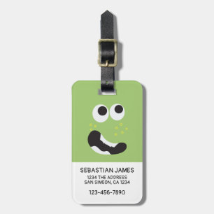 Grönt Funny Ansikte Personlig Bagagebricka