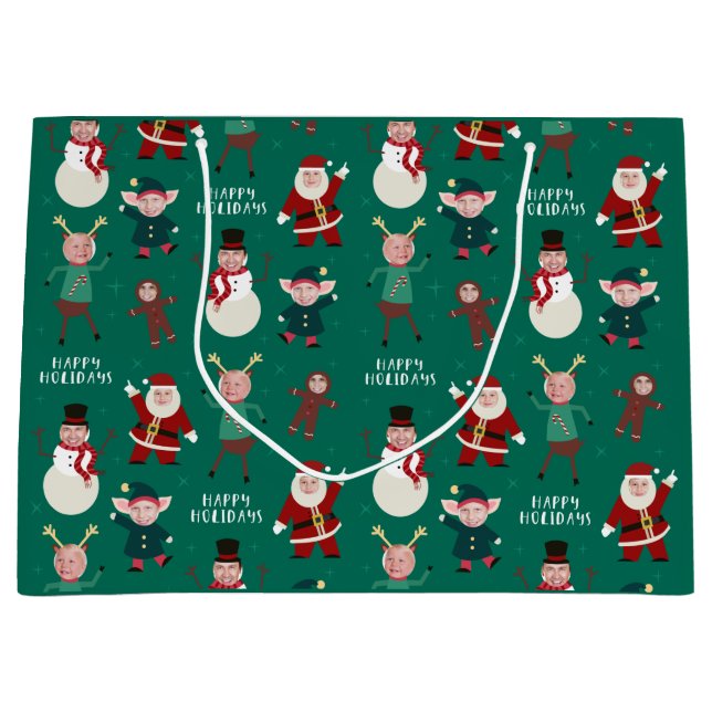 Grönt Funny Family Photo Helgdag Gift Bag (Framsidan)