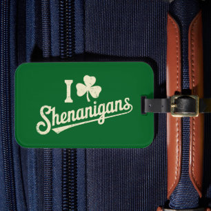 Grönt Funny Irish Pattys Shamrock Saint patrick Bagagebricka