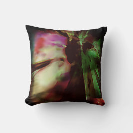 Grönt Fuschia Beige Batik-like Abstrakt Flower Art Kudde