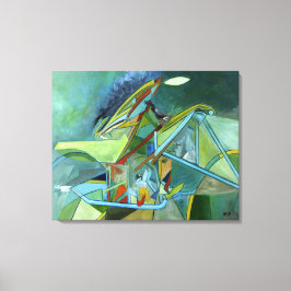 Grönt Futurist Biker Geometrisk Abstrakt Canvastryck