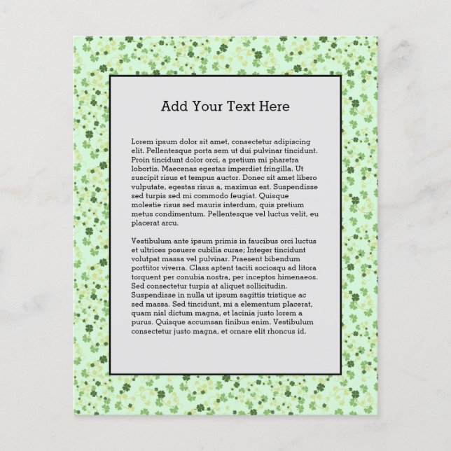 Grönt fyra Löv Klöver St patricks day Flygblad (Framsidan)