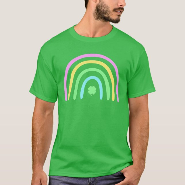 Grönt Fyrklöver regnbåge, St patrick's day T Shirt (Framsida)